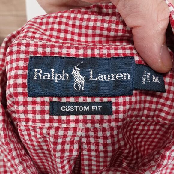 Polo Ralph Lauren Shirt Mens M Red Gingham Button Down Long Sleeve Custom Fit - Picture 6 of 9